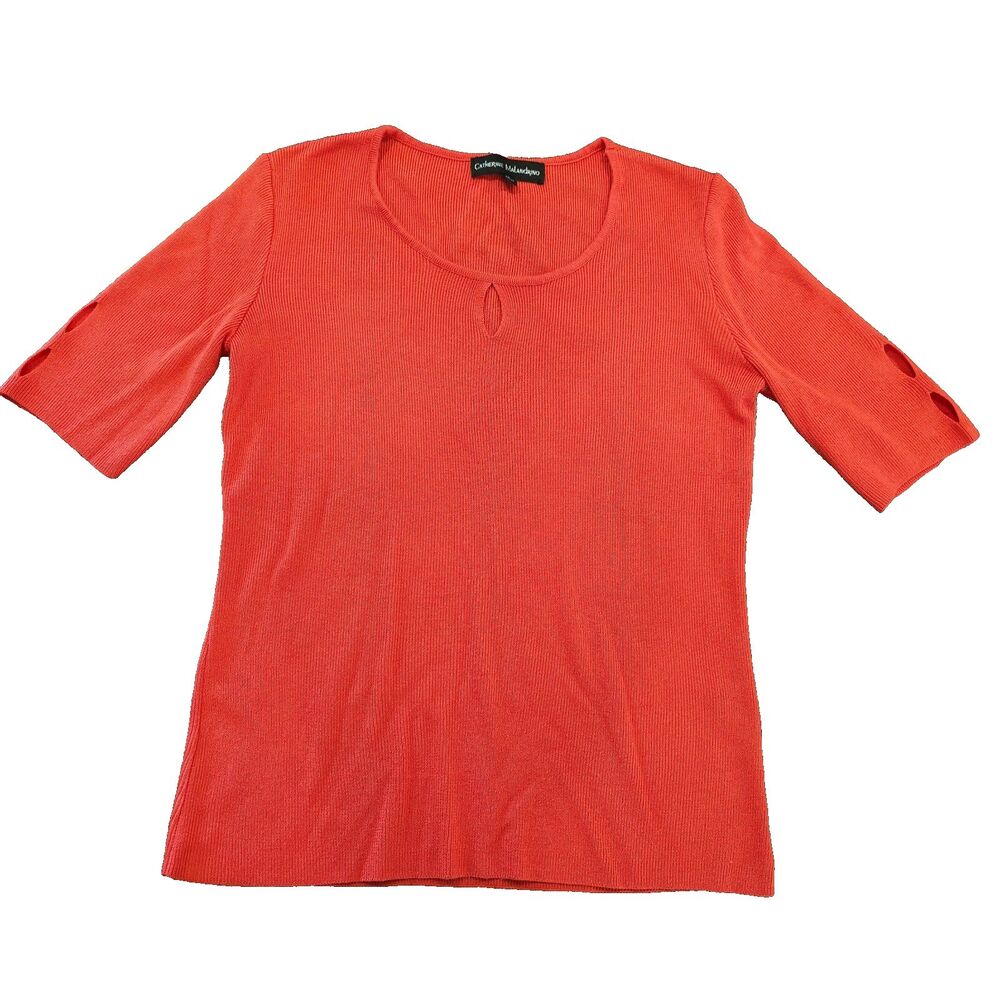 Catherine Malandrino Y2K Sweater Keyhole Detail Scoop Neckline 1/2 Sleeve Size M